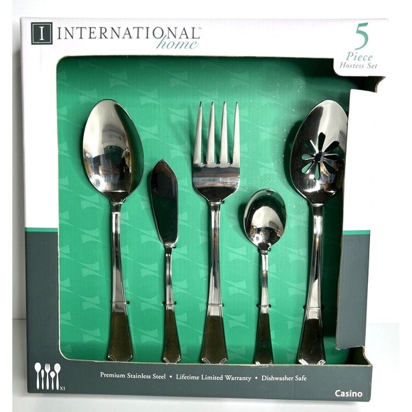 International Home Other - International Home 5 Piece Hostess Set Stainless Steel Flatware Casino Pattern